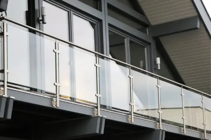 Glass and metal railing installation